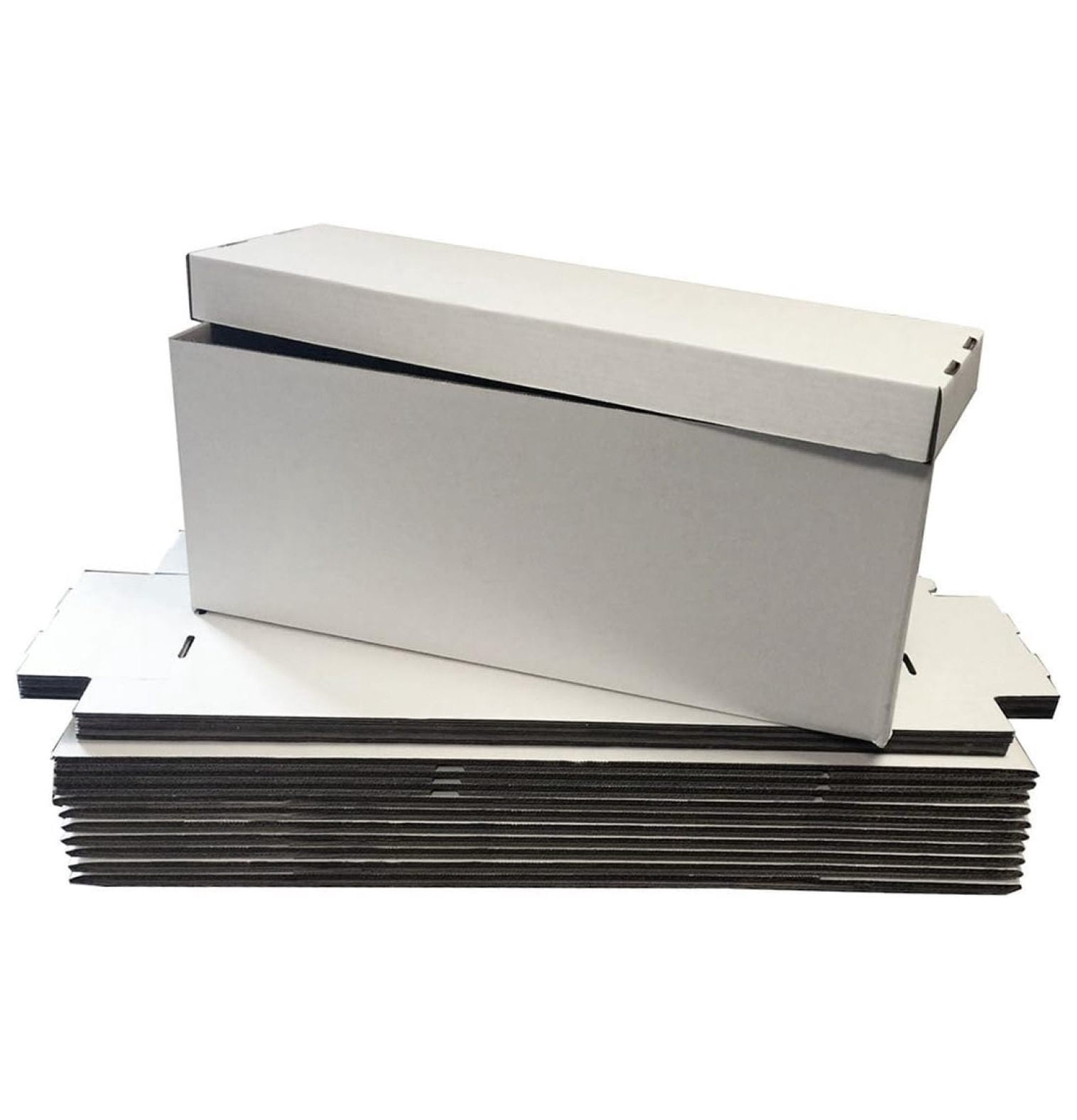 10ct Long Comic Book Storage Box - Sturdy White Corrugated Cardboard ...