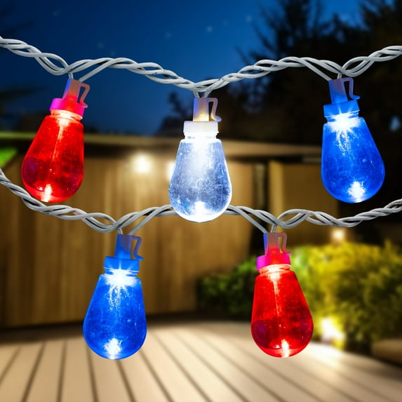 Northlight 10ct ST40 Edison Style Patriotic 4th of July String Lights - 9' White Wire