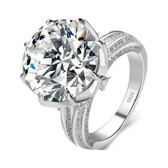 10ct Round Cut Moissanite Engagement Rings for Women D Color VVS1 Diamond Rings S925 Sterling Silver Moissanite Wedding Bands with Certificate