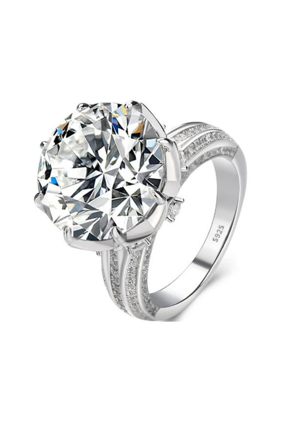 10ct Round Cut Moissanite Engagement Rings for Women D Color VVS1 Diamond Rings S925 Sterling Silver Moissanite Wedding Bands with Certificate