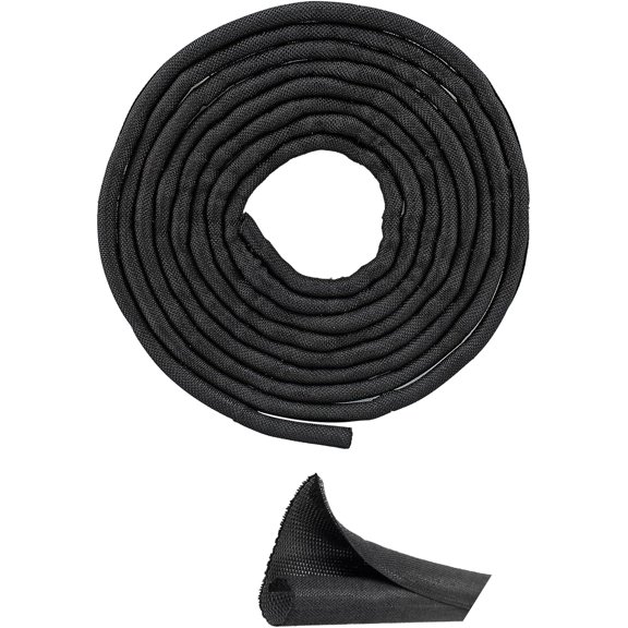 10ft - 1/4 inch Black Cable Sleeves Cord Management, Split Sleeving Wire Protector Desk Cord Organizer, Self Wrapping Wire Loom for TV Computer USB Cable Power Cord Audio Video Cable