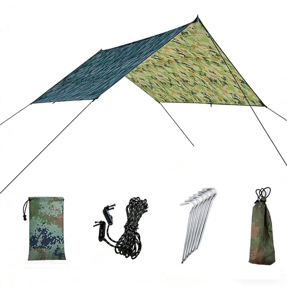 Mapskey 10x10 Tarp, Heavy Duty Waterproof Rain Fly, Hammock Camping Tent Canopy, Ground Cover, Portable Beach Camo Gear