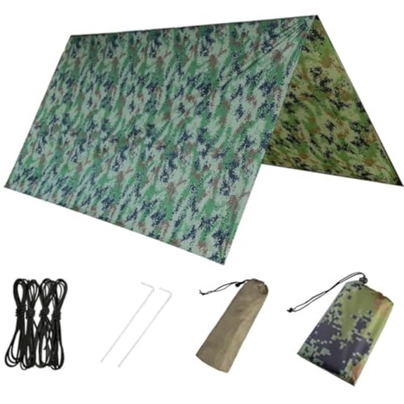 10ft *10ft Outdoor Camping Canopy, Waterproof Fly Tent Tarp, Easy Set up Portable Canopy with Storage Bag for Camping Picnic