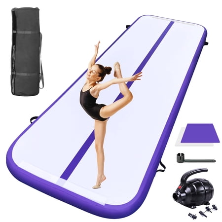XHYHWYD 4 Inches 13ft x 4.3ft Purple Inflatable Air Gymnastics Mat with Electric Air Pump