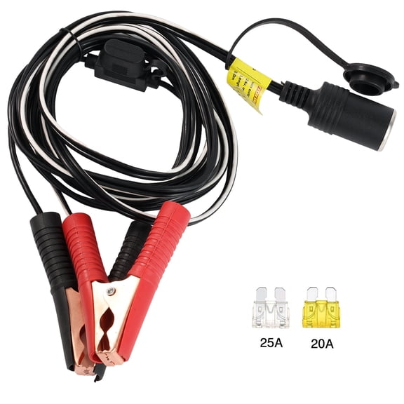10ft 16AWG 12V Car Battery Alligator Clip Clamp Cigarette Lighter Adapter Cable
