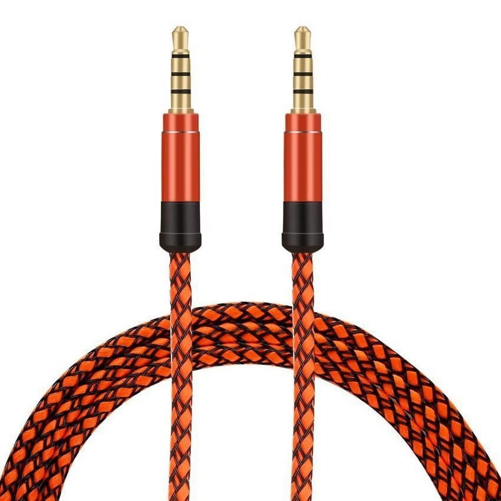 10ft 3.5mm Long AUX Cord Gold-Plated Audio Stereo Cable Orange for
