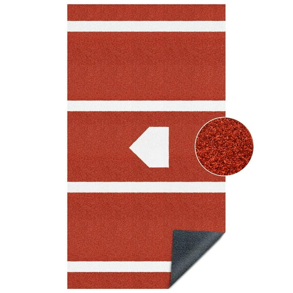 10ft 3.8ft Baseball Softball Hitting Batting Mat, Polypropylene Artificial Turf Mat with Home Plate & Stance Alignment Markings, Non-Slip Rubber Backing Portable Training Mat for Indoor Outdoor Bat
