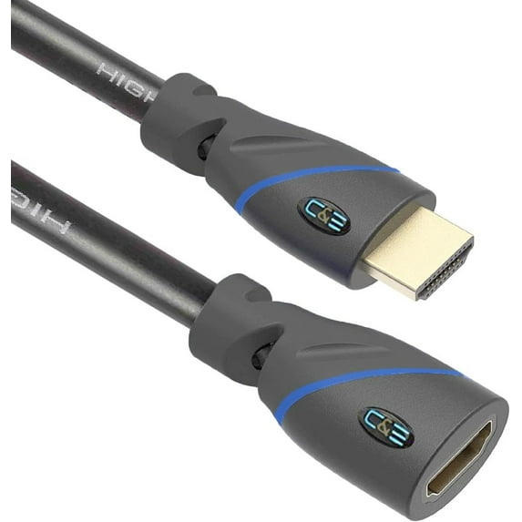 10ft (3M) High Speed HDMI Cable Male to Female with Ethernet Black (10 Feet/3 Meters) Supports 4K 30Hz, 3D, 1080p and Audio Return, (2 Pack)