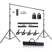 10ft Adjustable Background Support Stand Photography Video Studio Backdrop Kit, 4 Backdrop Clamps, 2 Sandbags for Wedding Party Stage Decoration Black, Aluminum alloy Backdrop Stand