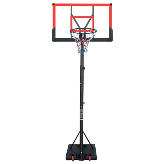 10ft Adjustable Basketball Hoop Outdoor, Portable Basketball Hoop Goal System with 44 Inch Shatterproof Backboard and 2 Wheels for Kids Youth and Adults, Red