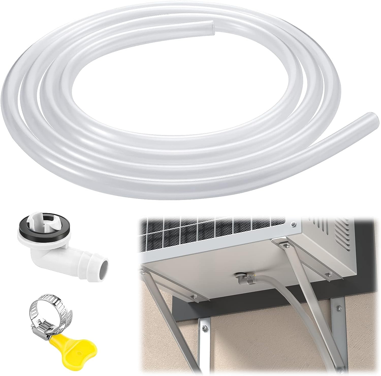 10ft Air Conditioner Drain Hose, 3/5 inch Portable AC Drain Hose Connector, Replacement for