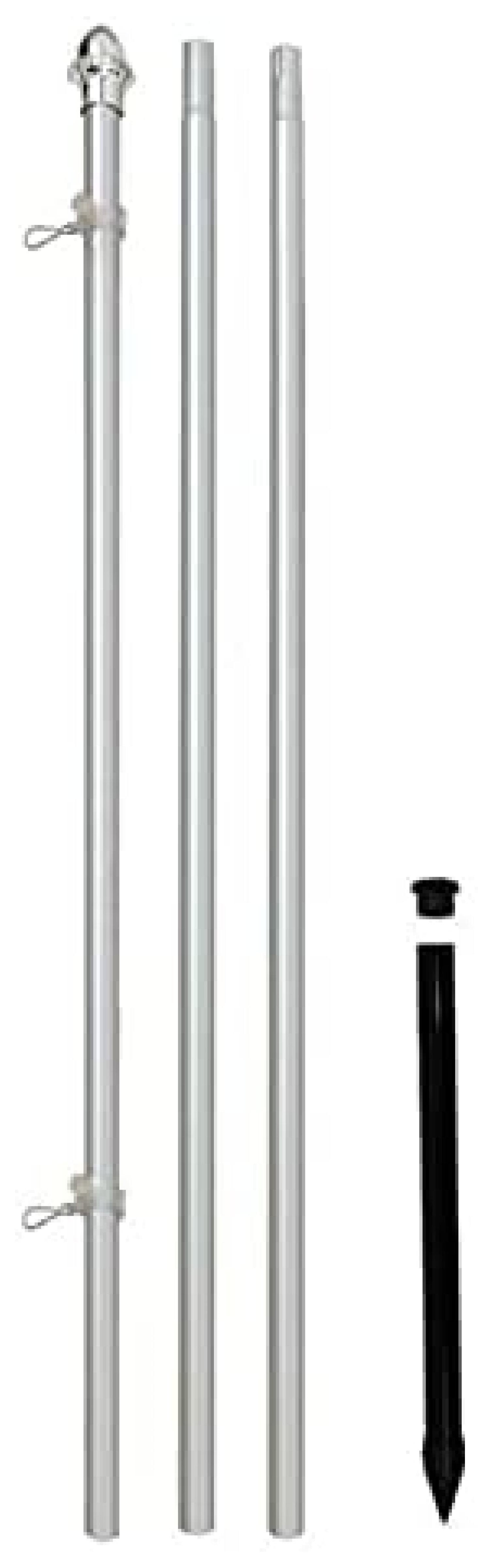10ft Aluminum Flag Pole with Ground Spike - Silver Outdoor Flagpole 3-Section 1-Inch Diameter Silver Finish - Durable Garden Yard Lawn Flags Display