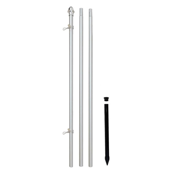 10ft Aluminum (Silver) Outdoor Pole with Ground Spike