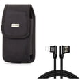 thumbnail image 1 of 10ft Angle USB Cable w Rugged Case Belt Clip for iPhone XS Max/8 PLUS/7 Plus/6S Plus/6 Plus - Charger Cord Power Wire Sync 90 Degree and Holster Canvas Cover Pouch Carry, 1 of 11
