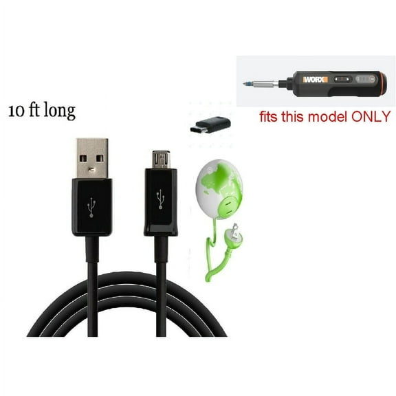 10ft C USB Charger for 4V Worx Cordless Screwdriver FITS 1 MODEL ONLY SEE PHOTO