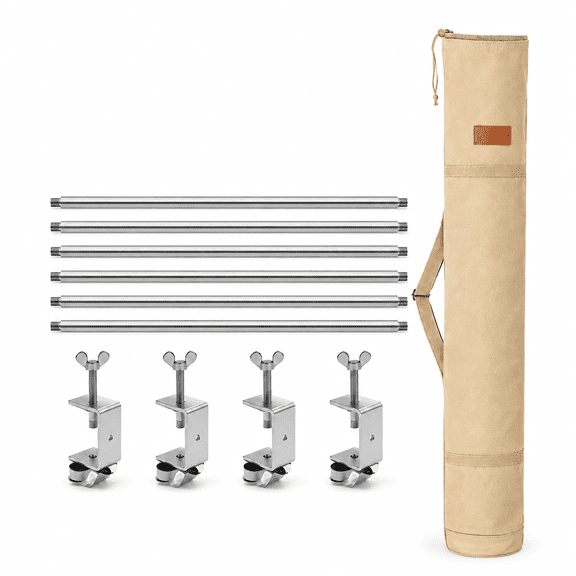 10ft Canopy Tent Rail Bars for Pop-Up Canopy - 3-Segment 2-Pack Cross Bars with Frame Connectors, Half Wall Hardware for 10x10 10x15 Tents, Stainless Steel (Silver)