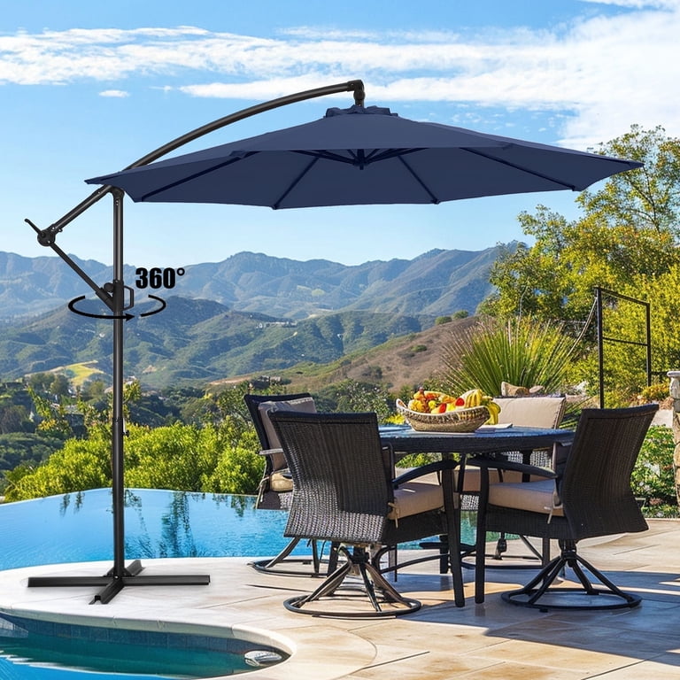 Patbrela 10ft Cantilever Patio Umbrella, 360-Degree Rotation Hanging Offset Market Outdoor Umbrella, Tilt Adjustment, for Backyard, Deck, Poolside, ... Patbrela 10ft Cantilever Patio Umbrella, 360-Degree Rotation Hanging Offset Market Outdoor Umbrella, Tilt Adjustment, for Backyard, Deck, Poolside, ...
