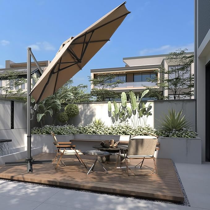10ft Cantilever Patio Umbrella Outdoor, Windproof Large Offset Umbrella ...