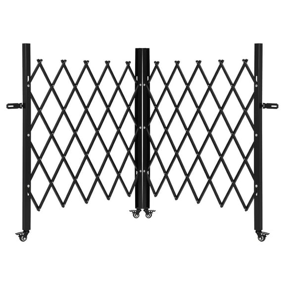 10ft Carbon Steel Retractable Barricade Gate - Expandable Safety Fence, 156cm Height, Mobile with Casters for Driveway, Yard, Pool Security
