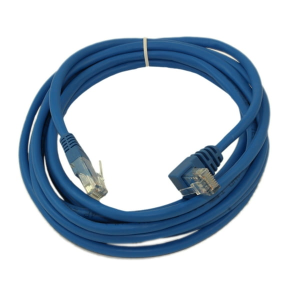 10ft Cat5E ANGLED Ethernet RJ45 Patch Cable, NON-BOOTED, BLUE