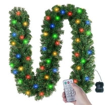 10ft Christmas Garland with 50 LED Light, Green Holiday Decor for Outdoor or Indoor Home Garden Artificial Greenery,Party Decorations
