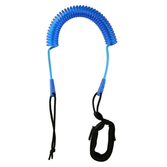 10ft Coiled&nbsp;SUP Leash Stand Up Paddle Board Surfboard Leash Leg Rope (Blue) Water Sports Accessories
