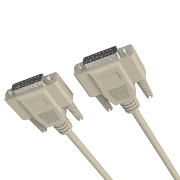 10ft DB15 Male to Male Serial Cable, Shielded Beige, Compatible with Mac Monitors, Gaming Devices, and Legacy Equipment