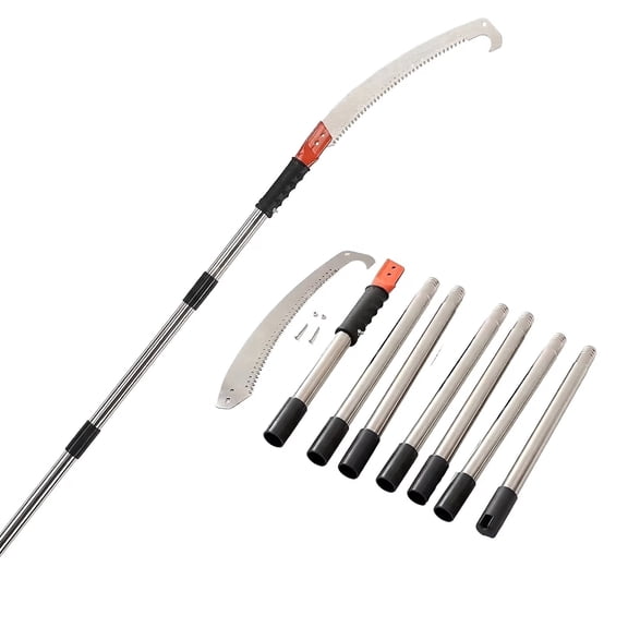 10ft Extendable Manual Pole Saw for Tree Trimming, Stainless Steel Pole with 3-Sided Cutter Blade, Durable Tree Pruning Tool for High Branches