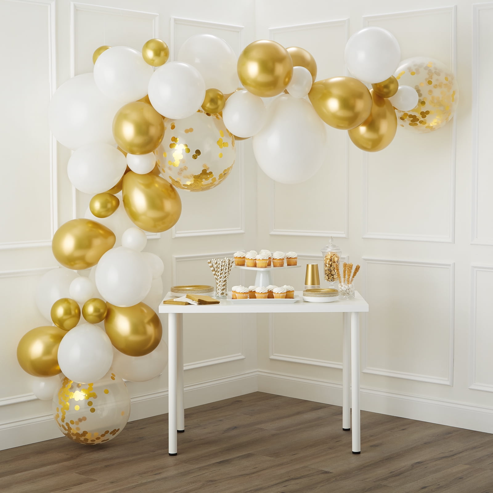 10ft Gold and White Balloon Garland Kit for Festive Celebrations