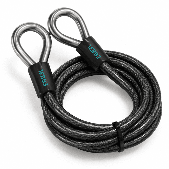 10ft Heavy Duty Braided Steel Security Cable Lock with PVC Coating and Double Loop Ends