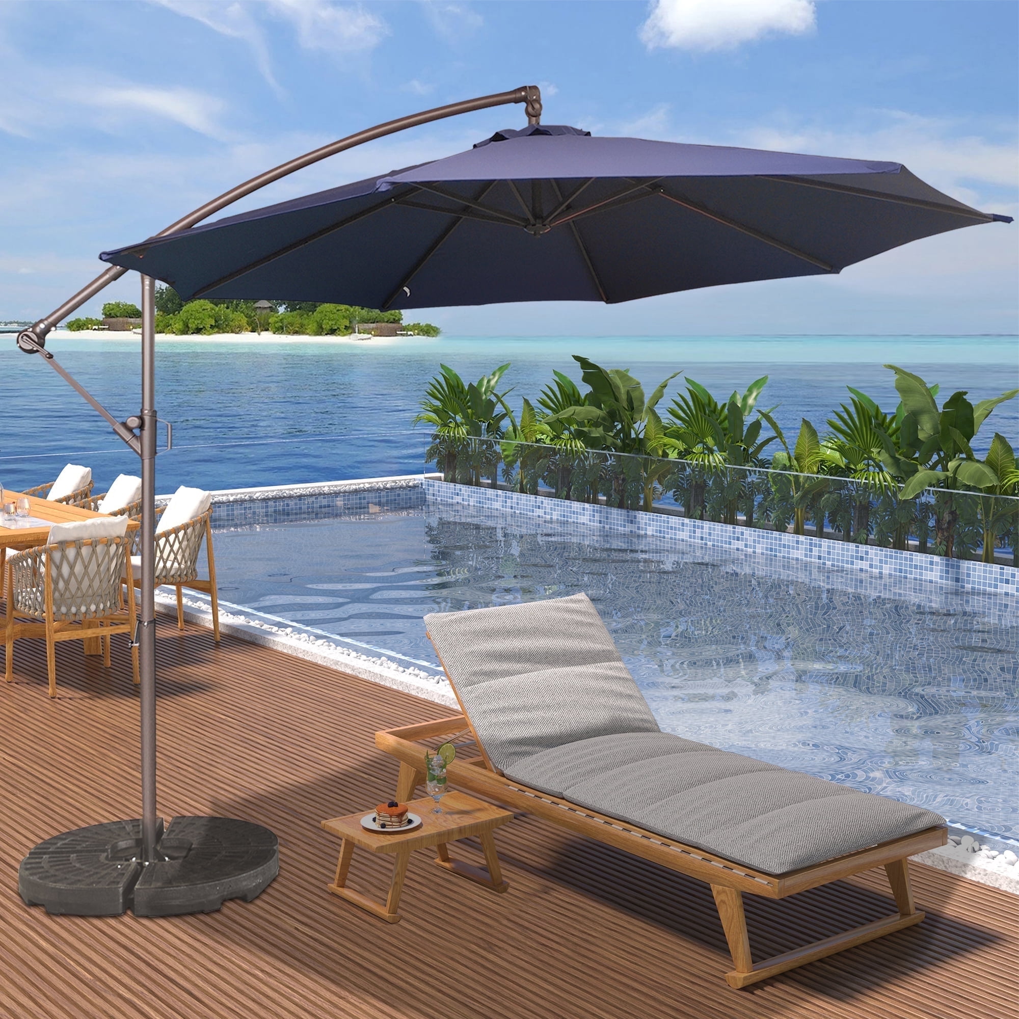cobana 10 ft patio umbrella offset hanging Devoko Cantilever Outdoor Market Umbrellas, Azure Product Description Mondawe 10 ft Outdoor Cantilever