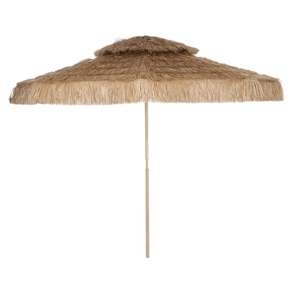 10ft Hula Tiki Umbrella, Outdoor Patio Beach Umbrella with UPF30+, 8 Ribs, Natural Thatch Style for Garden, Deck, Pool