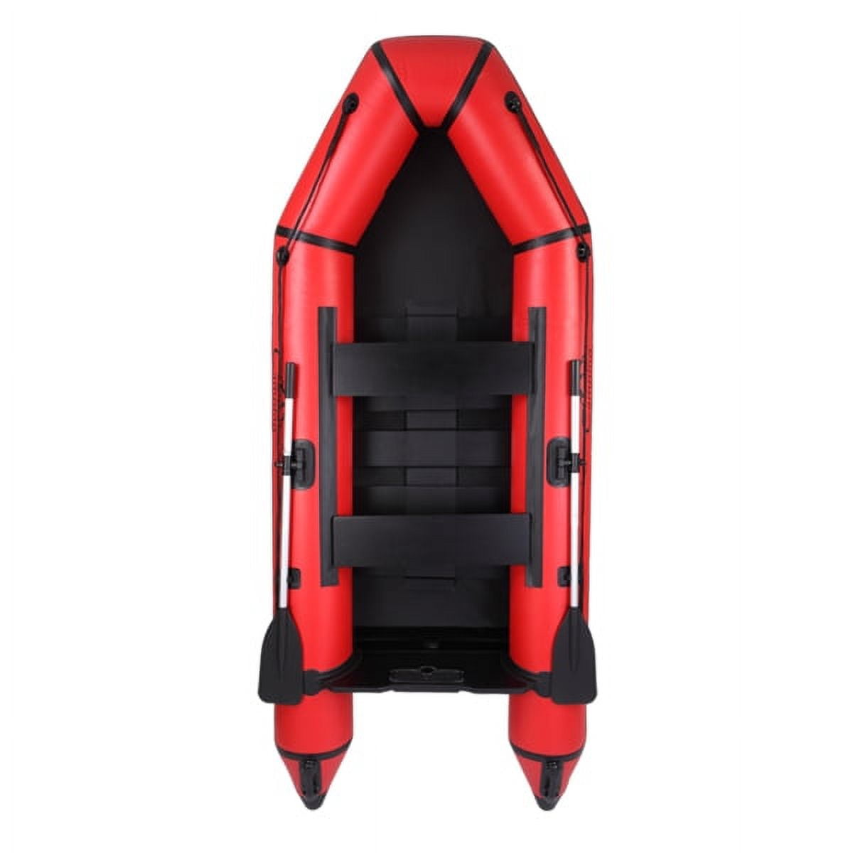 10ft Inflatable Assault Boat - Heavy-Duty 1100D PVC, 330kg Capacity, 2 Independent Air Chambers, Portable Design for Camping, Fishing, and Water Adventures (Red/Black)