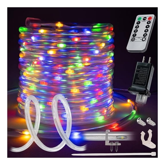 10ft LED Rope Light, Colorful Outdoor Lights 8 Modes, Waterproof, Flexible, ETL Listed - Garden, Patio, Holiday, Christmas, Ambient Decor