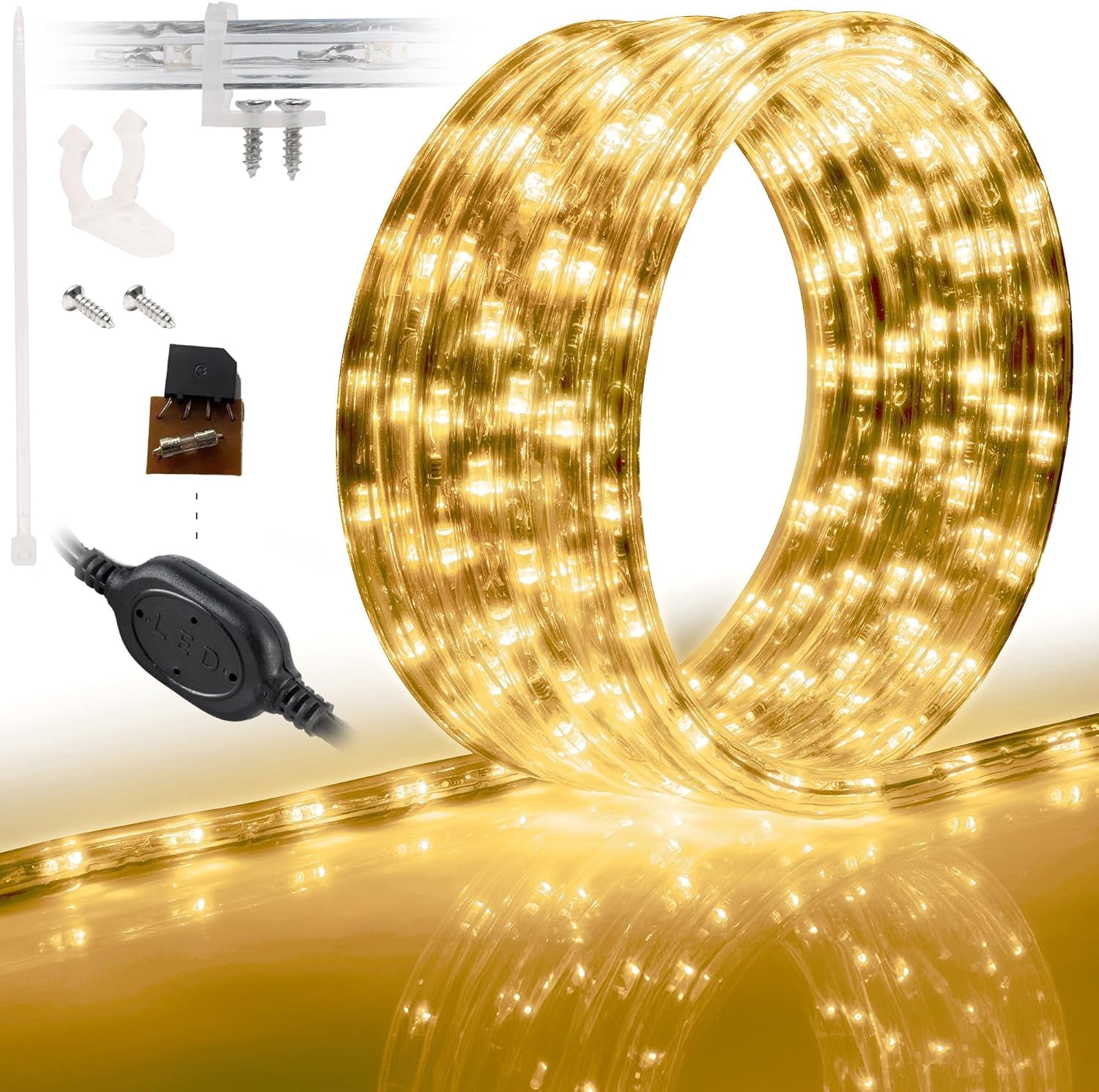 10ft LED Rope Lights, Permanent Outdoor Waterproof Connectable Flexible ...