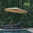 thumbnail image 1 of 10ft Large Outdoor UV Protection Umbrella, SYNGAR Patio Offset Hanging Umbrella with Solar Panel, 24 LED Bulbs, Cross & Crank Base, LED Lighted Patio Umbrella for Yard Garden Poolside Deck, Tan, D132, 1 of 8