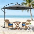 thumbnail image 1 of 10ft Large Patio Umbrella with Base, Outdoor Offset Cantilever Umbrella with Crank Handle, UV Water Resistant Adjustable Tilt Heavy Duty Metal Frame for Garden Backyard Terrace, Gray  RLB, 1 of 6