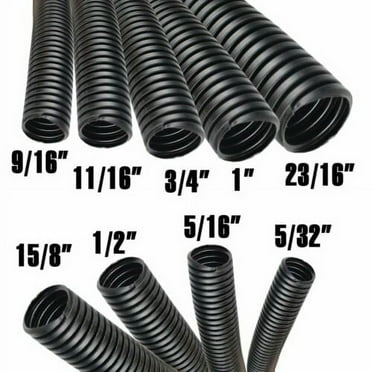 Car Elements Split Wire Loom 10' Cable Cover, Black