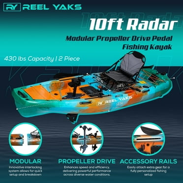 10ft Modular Radar Propeller Drive Fishing Kayak | Super Lightweight, 400lbs Capacity | Easy to Store - Easy to Carry