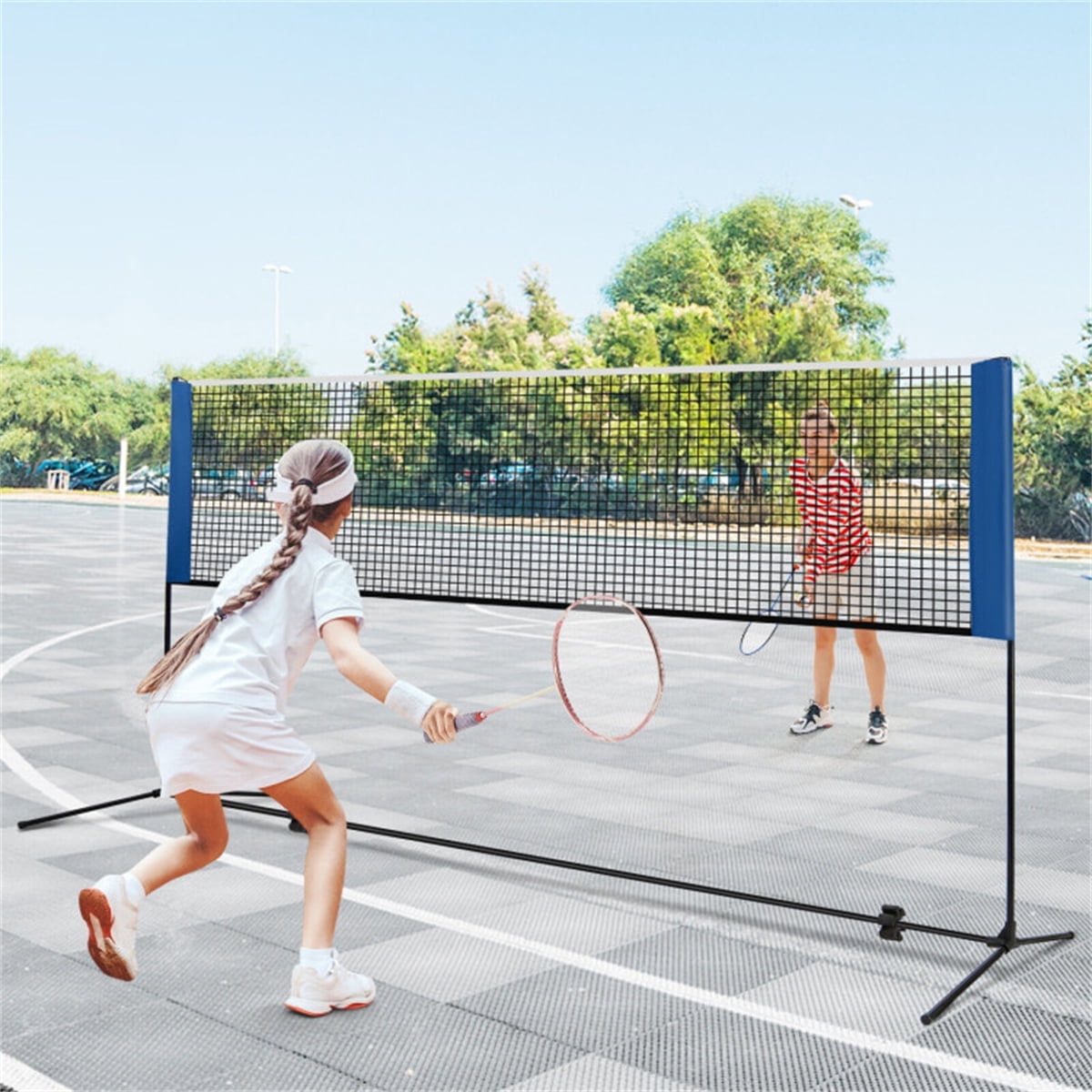 10ft Multi-Sport Net Set - Adjustable Height 33.5"-61" for Badminton Volleyball Pickleball  Tennis Indoor Outdoor Family Sports Equipment