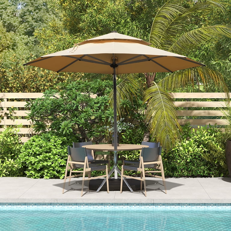 garden oasis 9 patio umbrella Abba 9FT Lyon Outdoor Patio Outdoor Table Umbrella with Push Button Tilt and Crank Market Umbrella 8 Sturdy Ribs UV Protection Waterproof for Deck Backyard Pool, Black & durable umbrellas that can withstand small gales and big elephant sneezes Westin Outdoor 9 Ft SOLAR