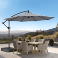 thumbnail image 1 of 10ft Offset Hanging Market Patio Umbrella with Easy Tilt Adjustment,Polyester Shade,8 Ribs for Backyard,Poolside,Lawn and Garden,Gray, 1 of 6