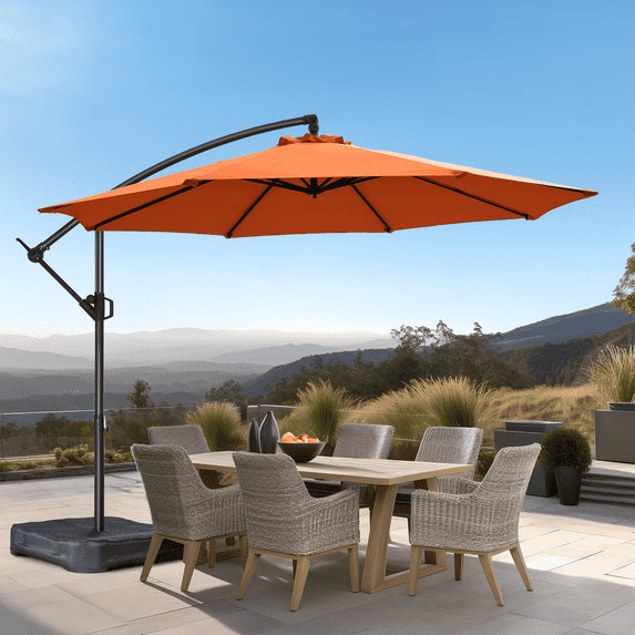 10ft Offset Hanging Market Patio Umbrella with Easy Tilt Adjustment,Polyester Shade,8 Ribs for Backyard,Poolside,Lawn and Garden,Green