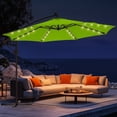thumbnail image 1 of Patbrela 10ft Offset Hanging Patio Umbrella with 32 LED Lights and Easy Tilt Adjustment, Market Outdoor Umbrella Shade for Backyard, Poolside, Beach and Garden, Green, 1 of 8