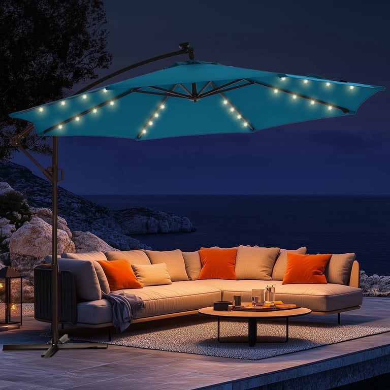 hayneedle offset patio umbrella Outsunny 10' Cantilever Hanging Tilt Cross Base Red Transform your outdoor living space with this 10 ft cantilever patio umbrella Patbrela 10ft Offset Hanging Patio