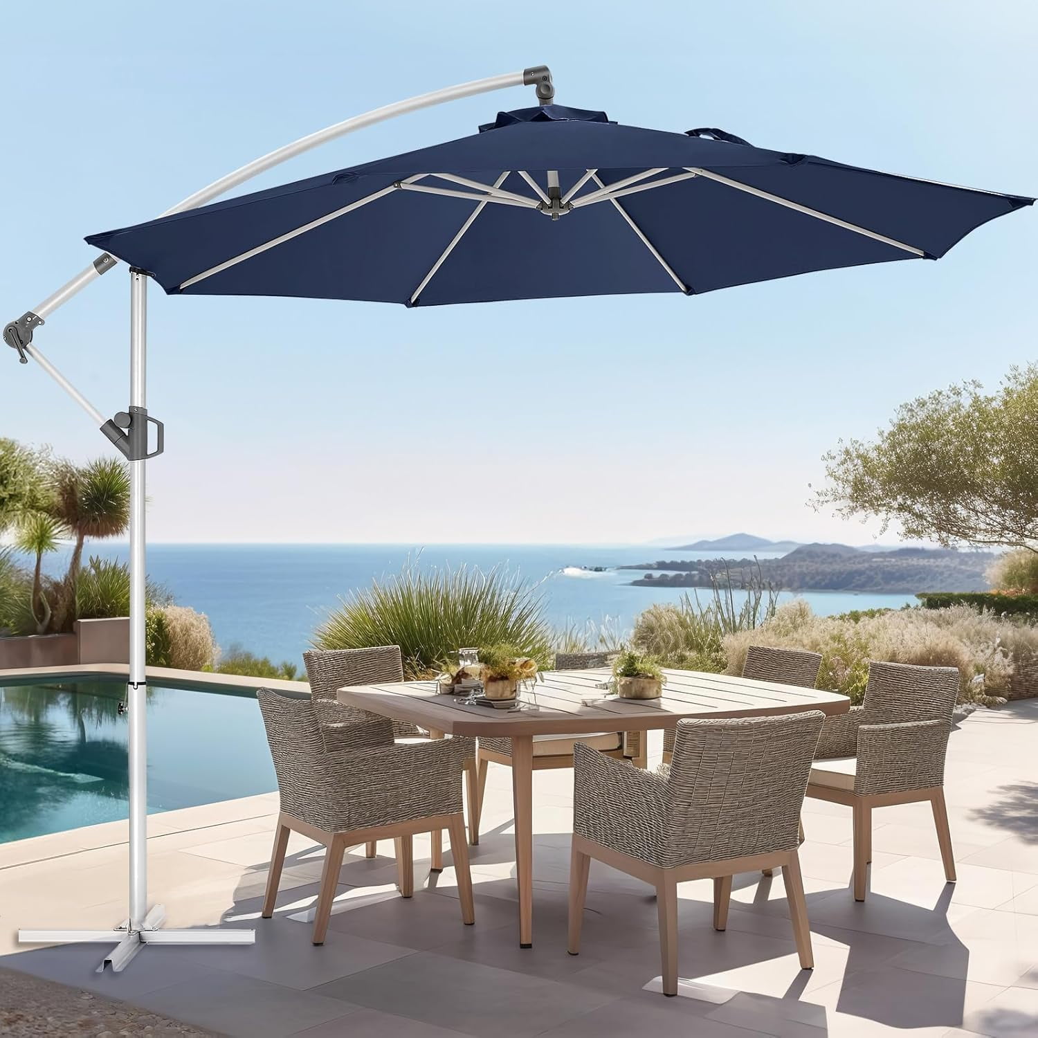 10ft Offset Patio Umbrella, 5-Year Fade Resistant Aluminum Cantilever ...