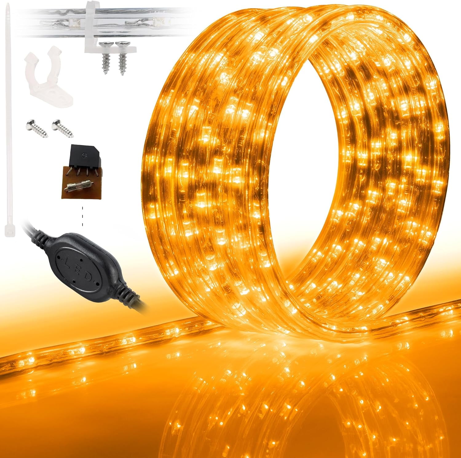 Permanent Outdoor Lights 10ft Orange LED Rope Lights - Waterproof ...