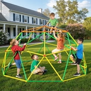 ENYOPRO 10ft Outdoor Climbing Dome, Kids Universal Exercise Dome Climber, Max 1000lbs Climbing Toys for Outside, Rust & UV Resistant Steel Climbing Structures, for 3-10 Years Old, Red + Yellow