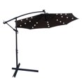 thumbnail image 1 of 10ft Outdoor Solar LED Patio Umbrella, Offset Hanging Outdoor Umbrella with 24 LED Bulbs, Solar Panel, Crank & Cross Umbrella Base, Perfect for Patio, Yard, Garden, Deck, Poolside, Chocolate, D110, 1 of 9