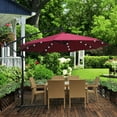thumbnail image 1 of 10ft Outdoor Solar LED Patio Umbrella, Offset Hanging Outdoor Umbrella with 24 LED Bulbs, Solar Panel, Crank & Cross Umbrella Base, Perfect for Patio, Yard, Garden, Deck, Poolside, Burgundy, D098, 1 of 8